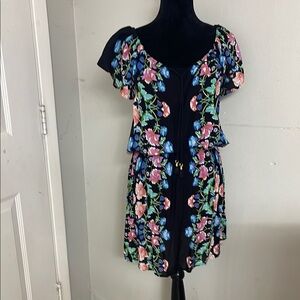 Floral Black Dress with Colorful Embroidery